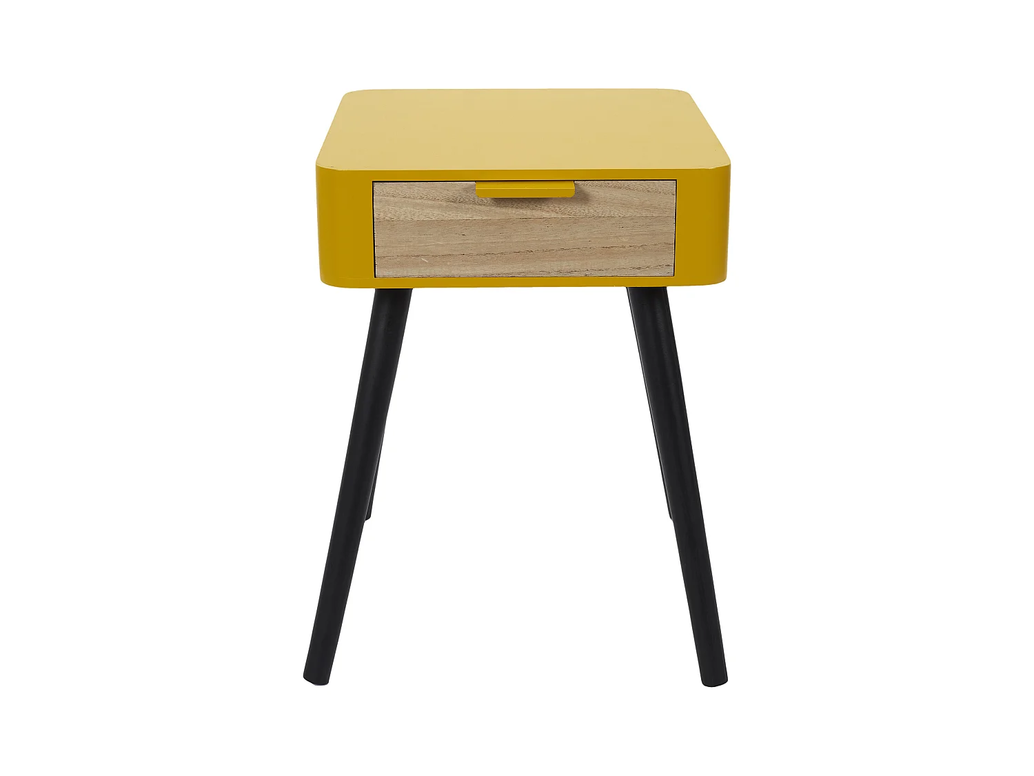 Chevet 1 Tiroir En Bois Jaune Moutarde Jaune