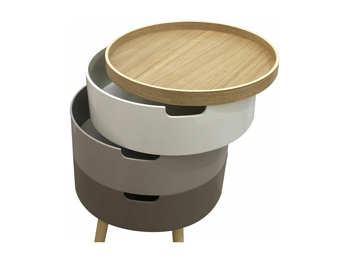 Table de Chevet & Coffre "3 Niveaux" 55cm Gris