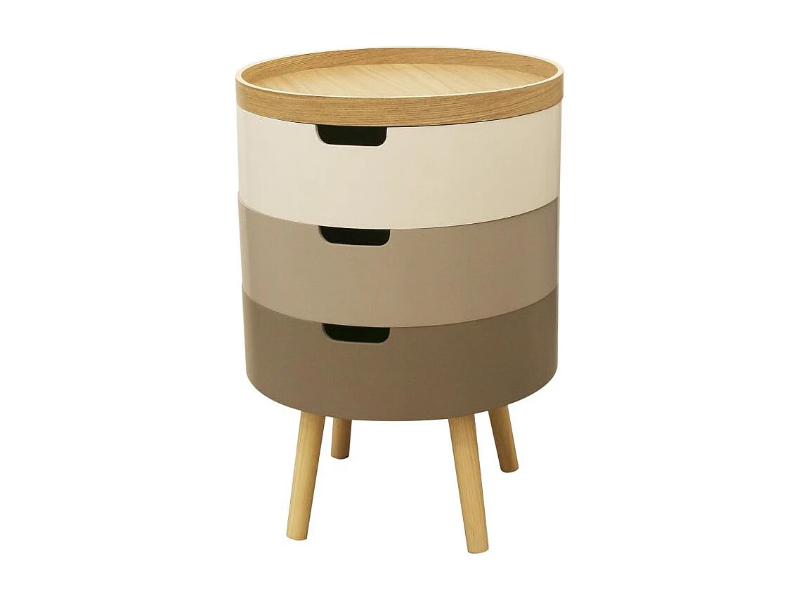 Table de Chevet & Coffre "3 Niveaux" 55cm Gris