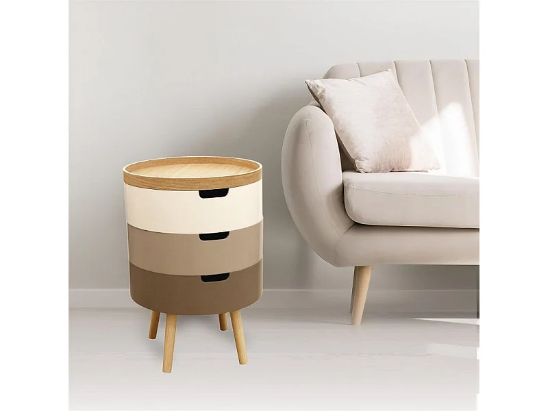Table de Chevet & Coffre "3 Niveaux" 55cm Gris