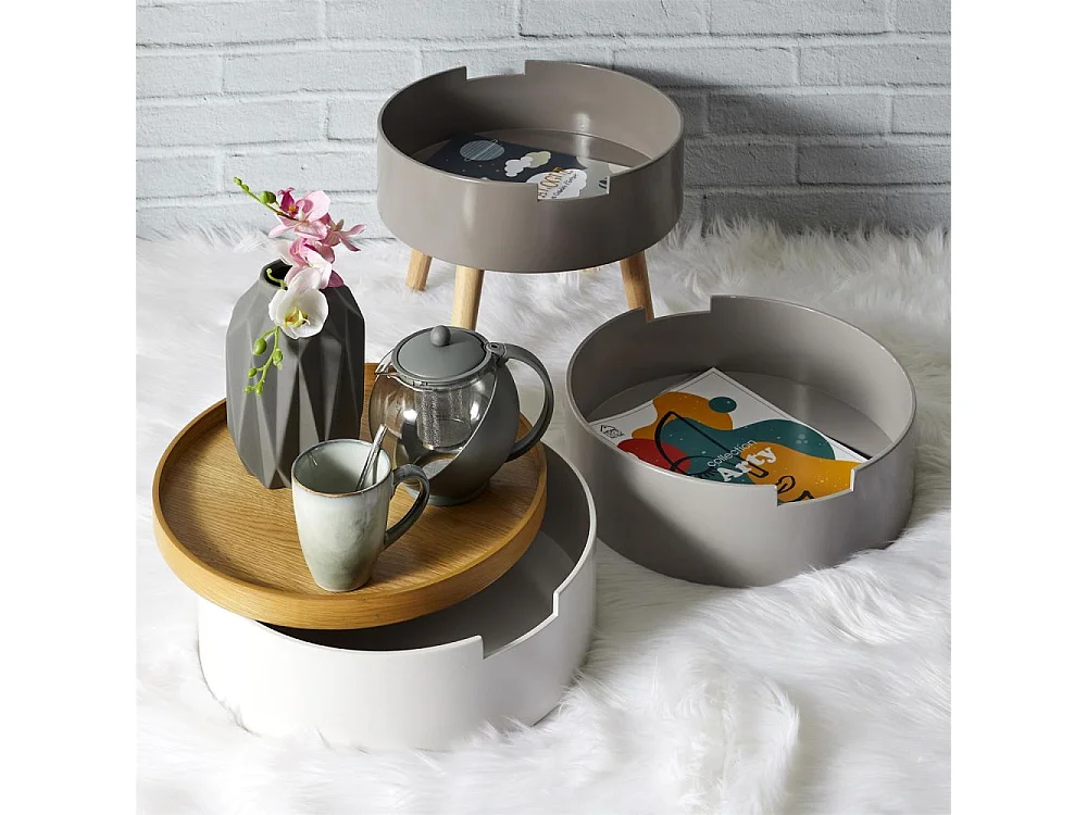 Table de Chevet & Coffre "3 Niveaux" 55cm Gris