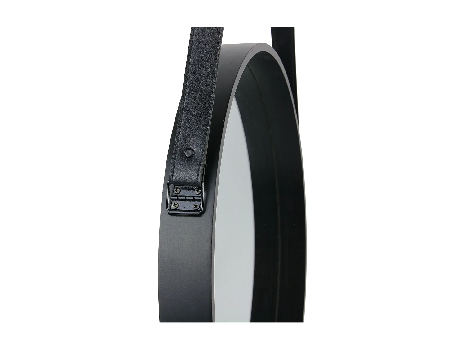 Miroir Rond Avec Anse Pu Noir 40cm Noir