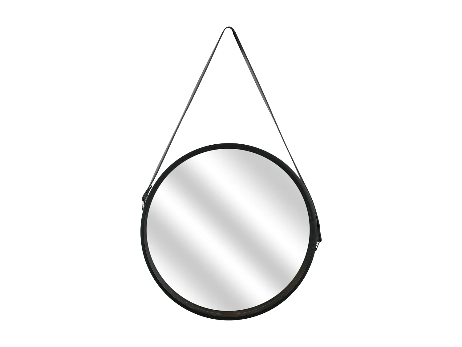 Miroir Rond Avec Anse Pu Noir 40cm Noir