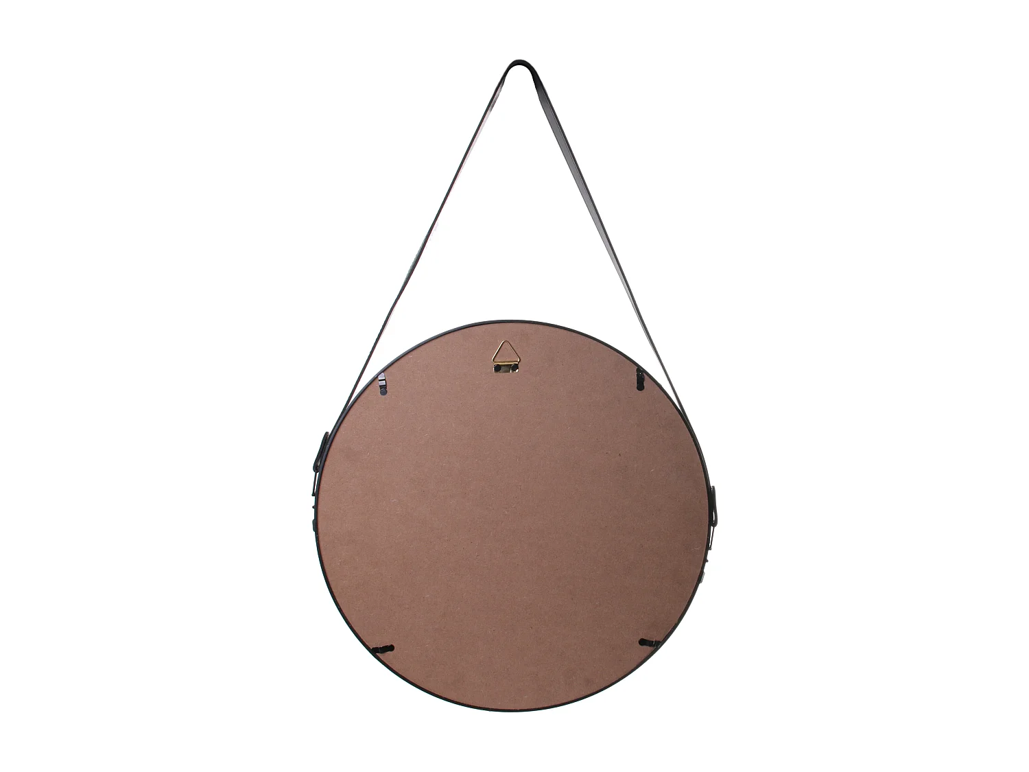 Miroir Rond Avec Anse Pu Noir 40cm Noir