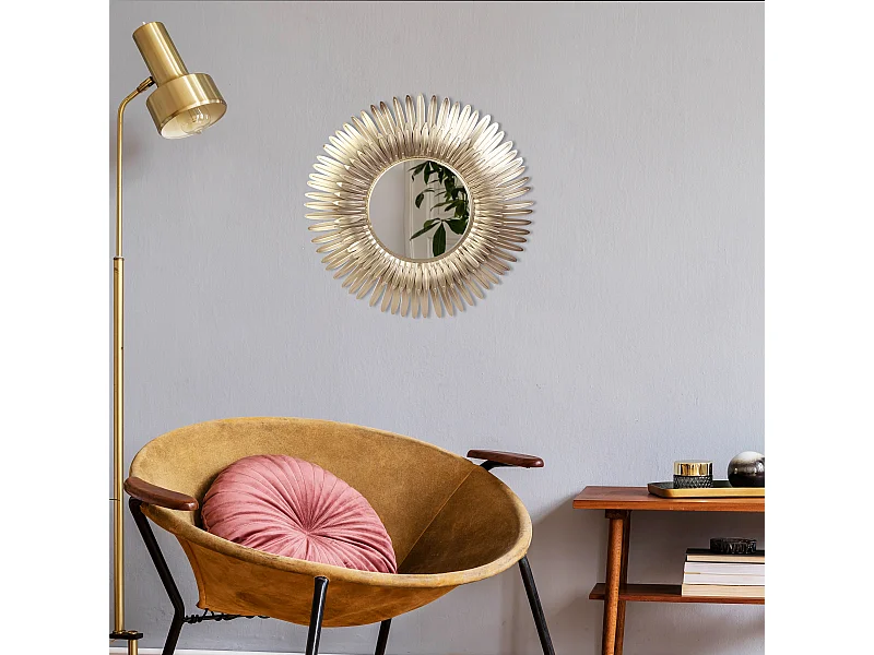 Miroir Plumes Dorees 53cm Or