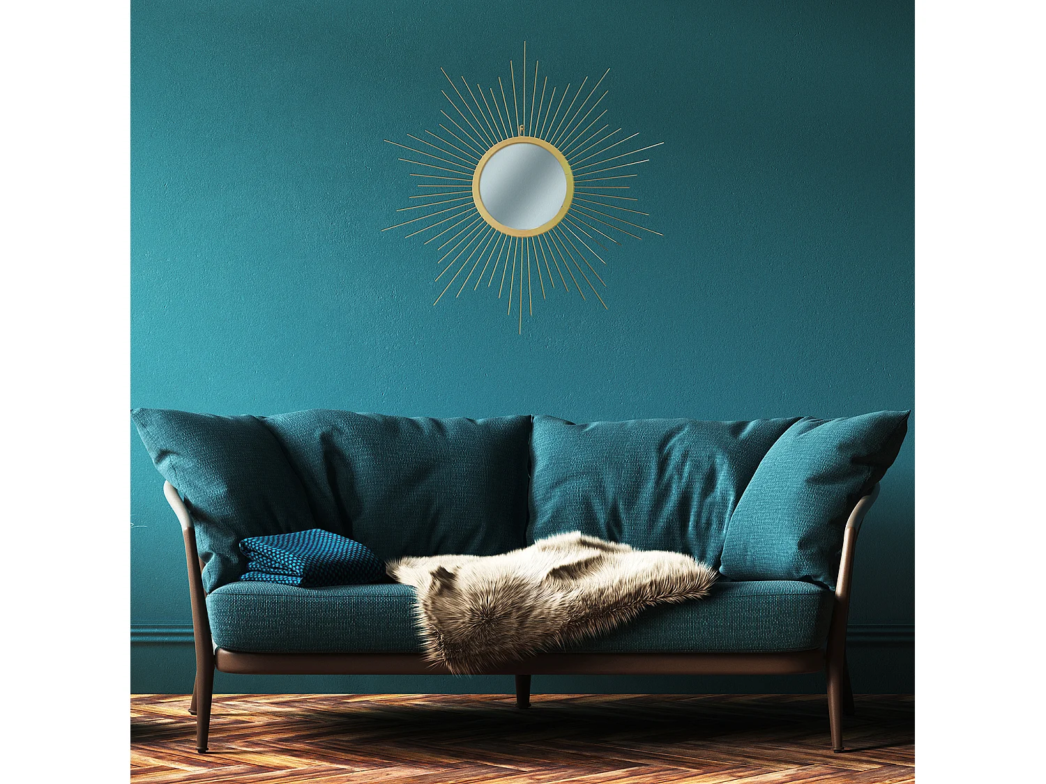 Miroir Soleil Dore 66cm Or