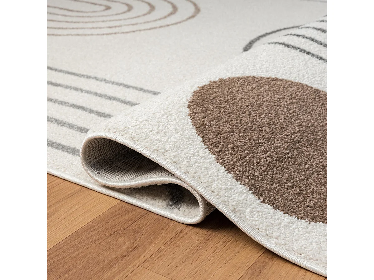 tapis salon 120x170 tissé crème rectangle motif géométrique RERAND