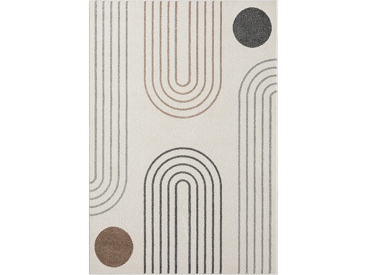 tapis salon 120x170 tissé crème rectangle motif géométrique RERAND