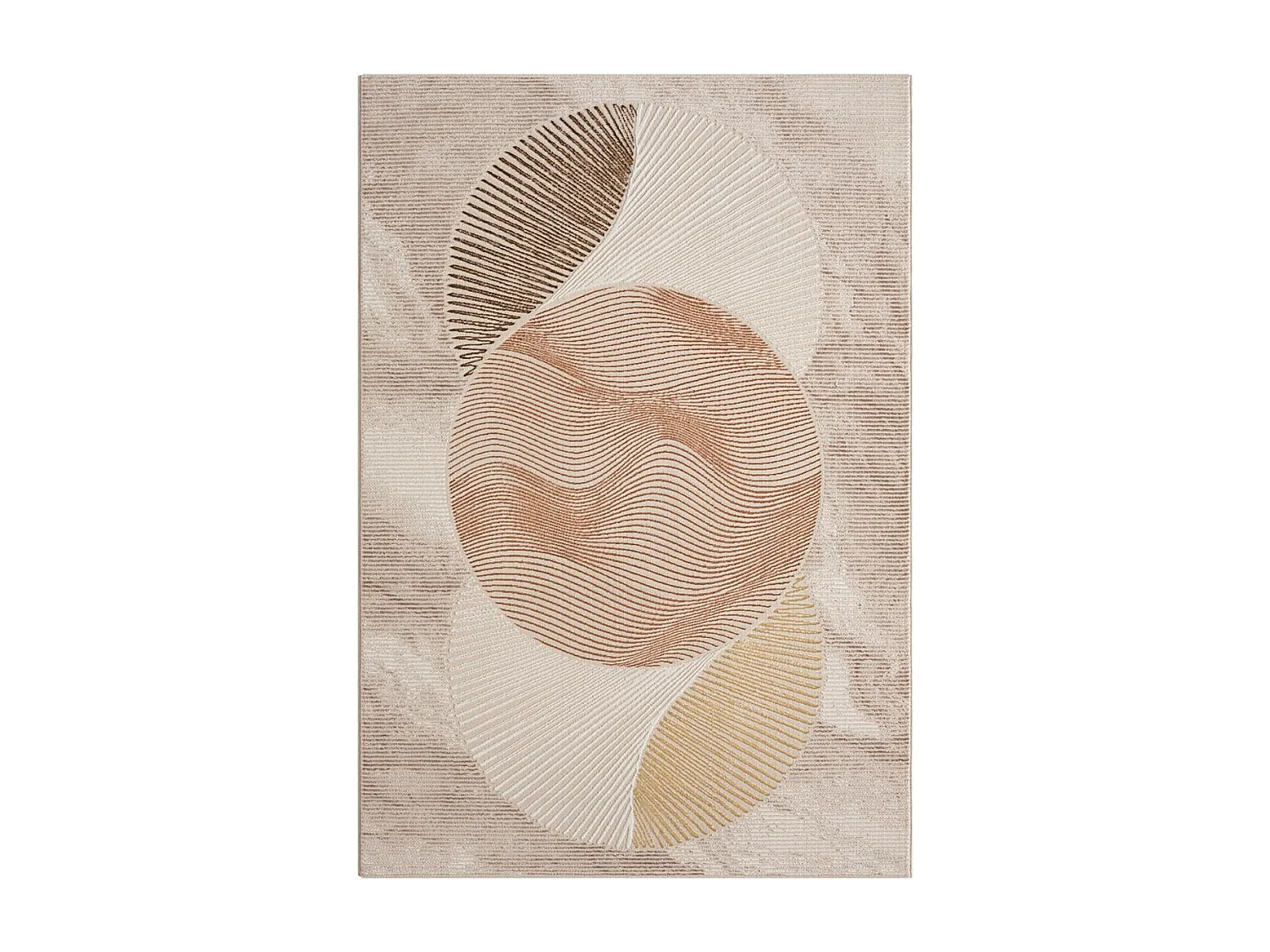 tapis salon 160x230 tissé crème et beige rectangle motif abstrait DOUCIL