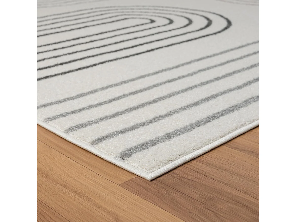 tapis grand salon 200x290 tissé crème rectangle motif géométrique RERAND