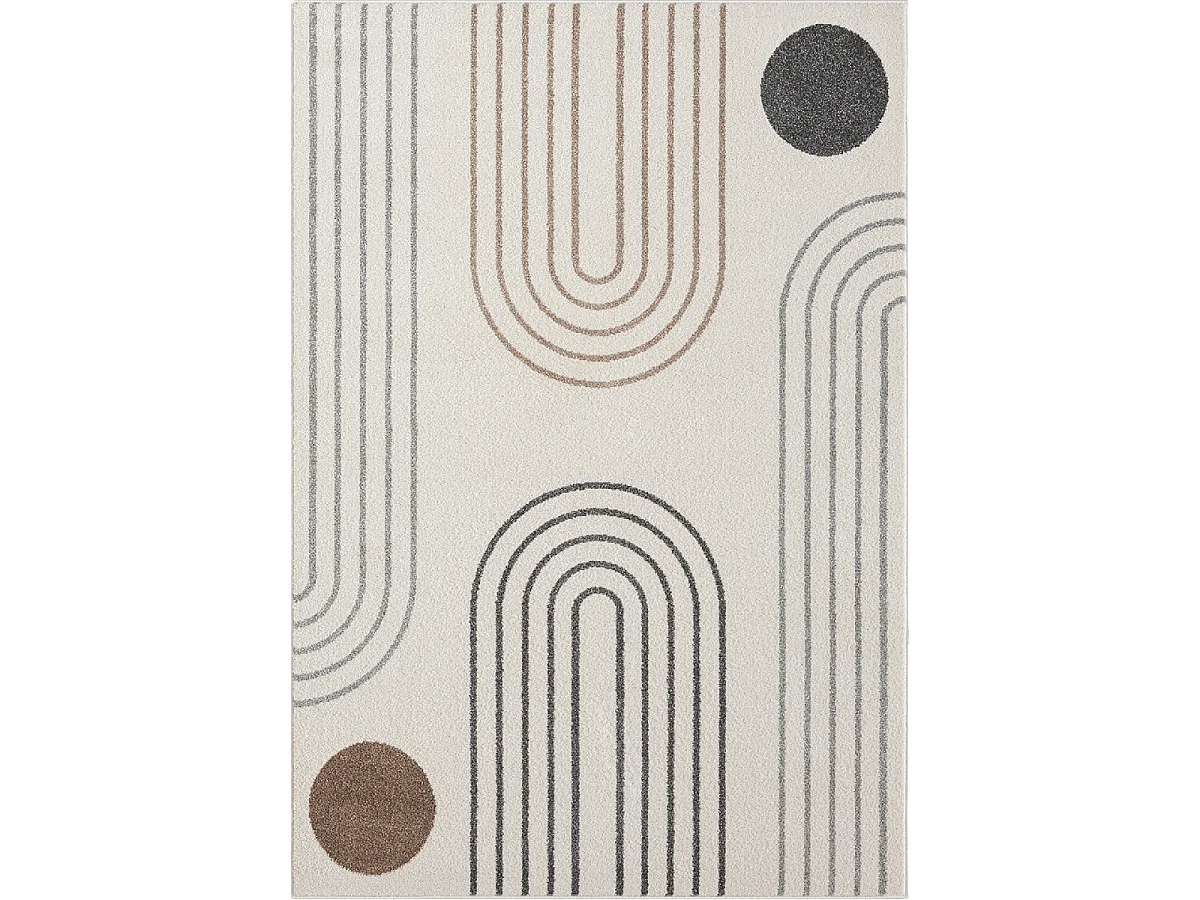 tapis grand salon 200x290 tissé crème rectangle motif géométrique RERAND