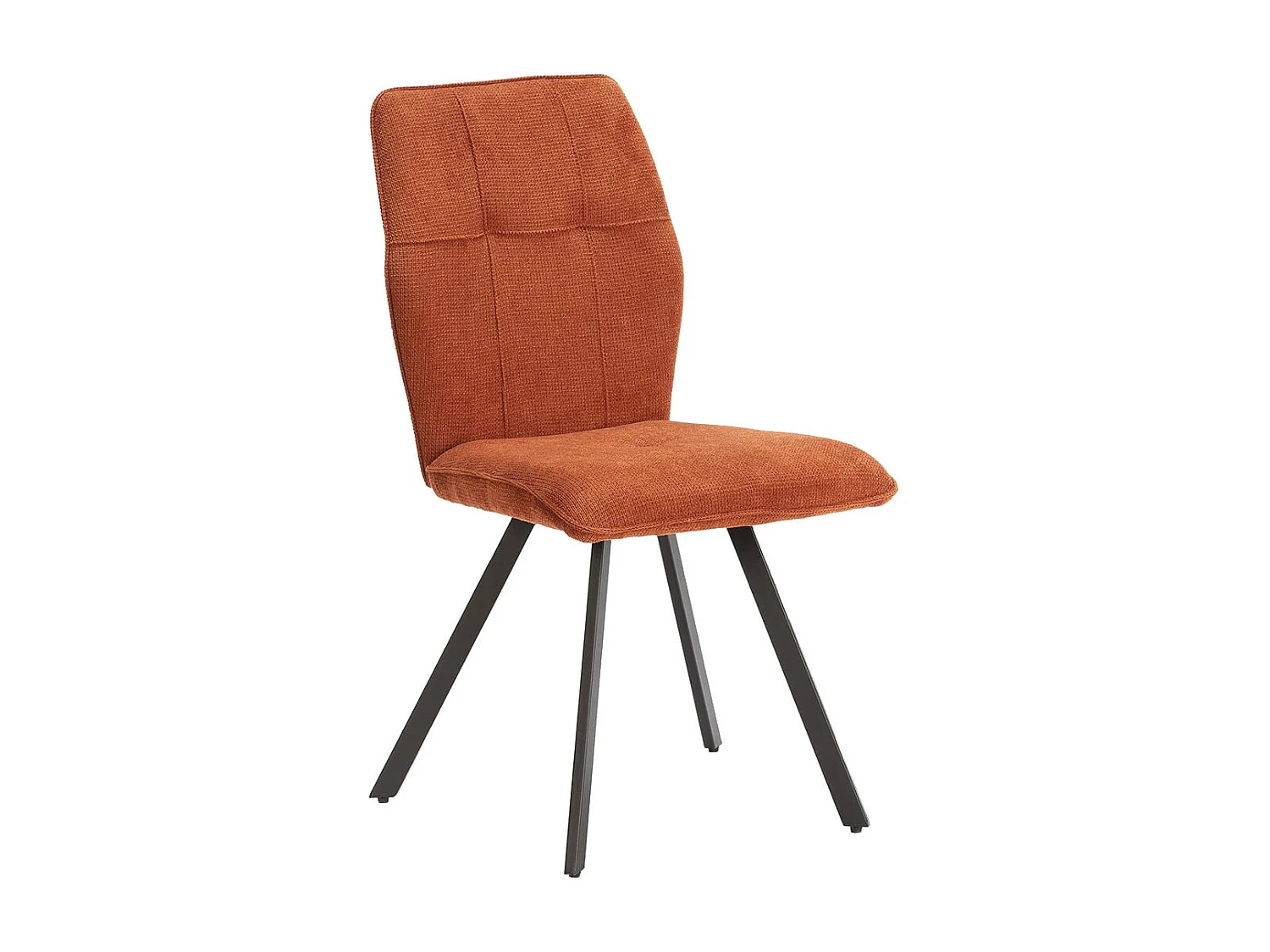 SELMA - Lot de 4 Chaises Tissu Marron Effet Tricoté Pieds Métal Noir