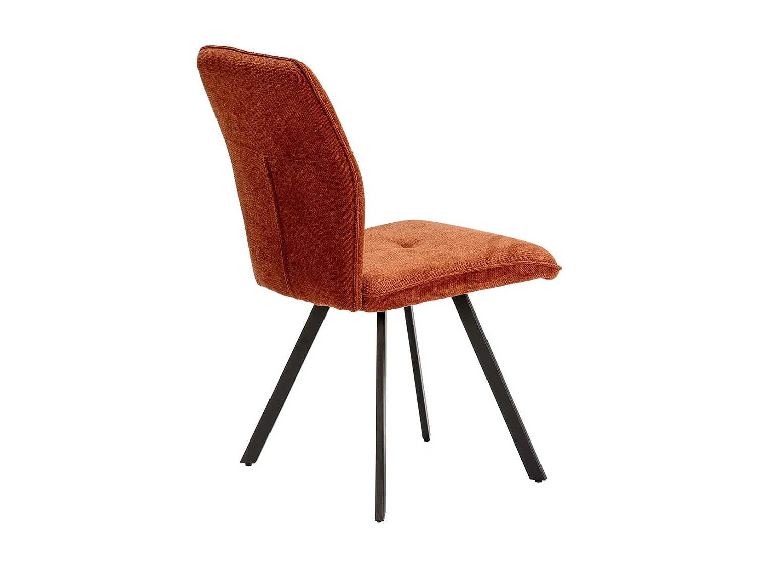 SELMA - Lot de 4 Chaises Tissu Marron Effet Tricoté Pieds Métal Noir