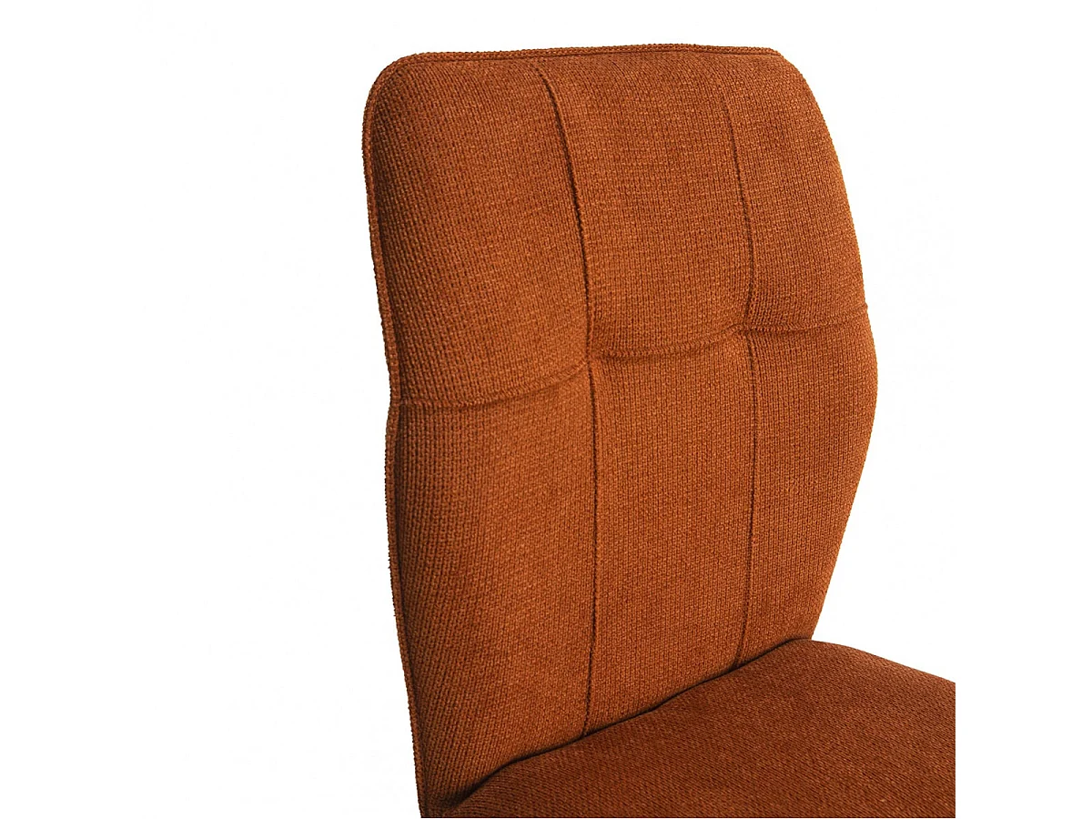 SELMA - Lot de 4 Chaises Tissu Marron Effet Tricoté Pieds Métal Noir