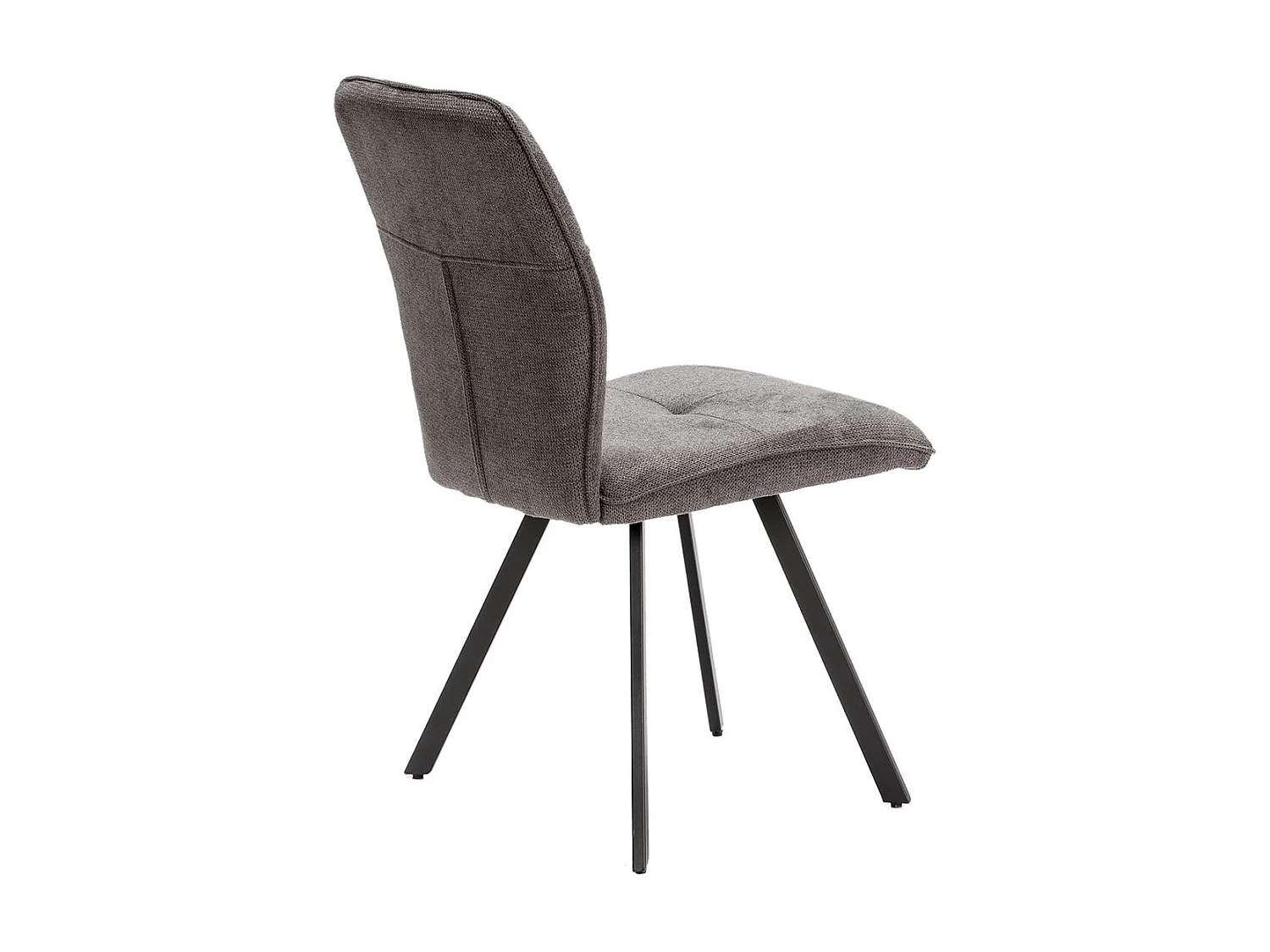 SELMA - Lot de 4 Chaises Tissu Gris Anthracite Effet Tricoté Pieds Métal Noir