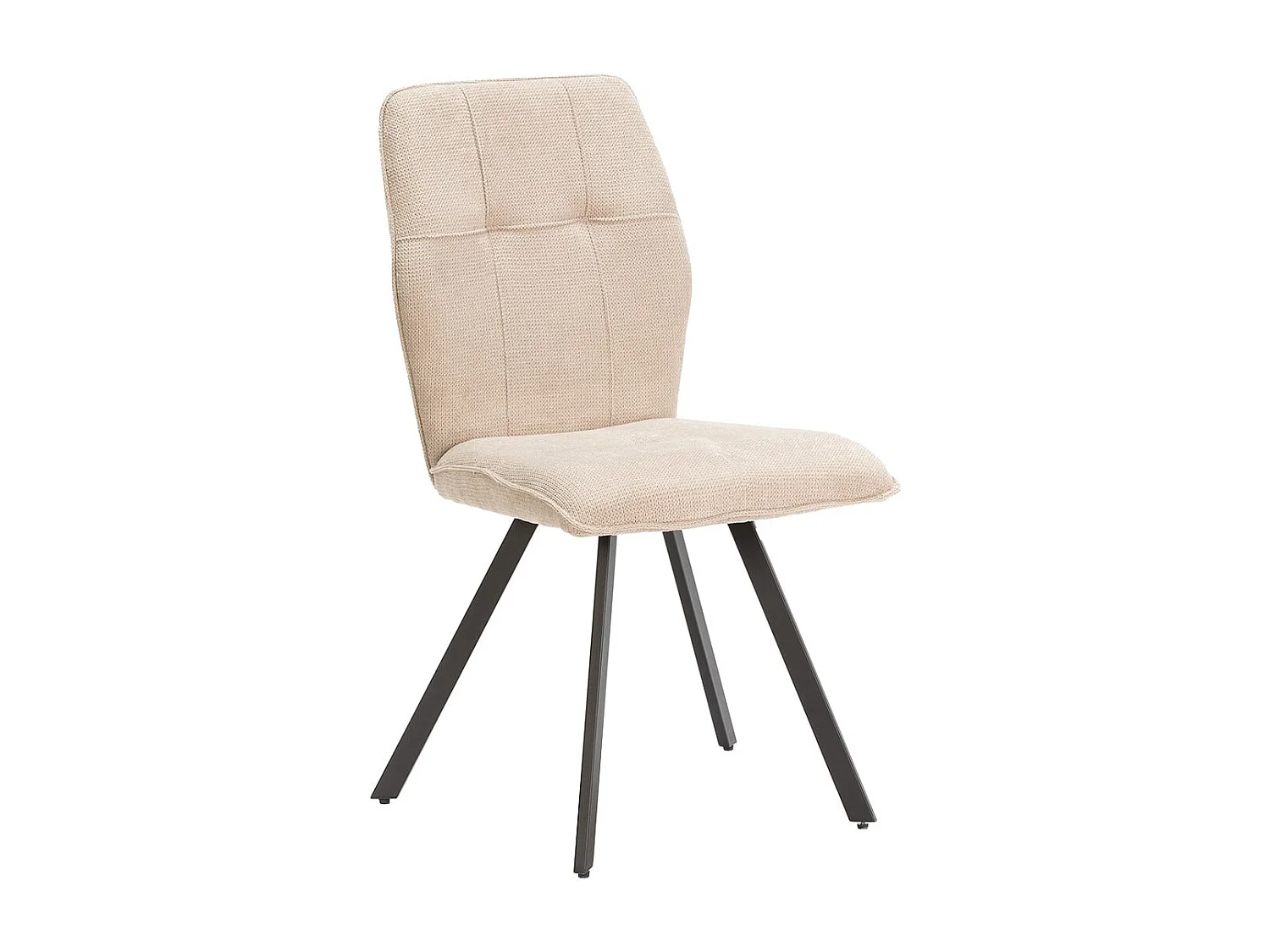 SELMA - Lot de 4 Chaises Tissu Beige Effet Tricoté Pieds Métal Noir