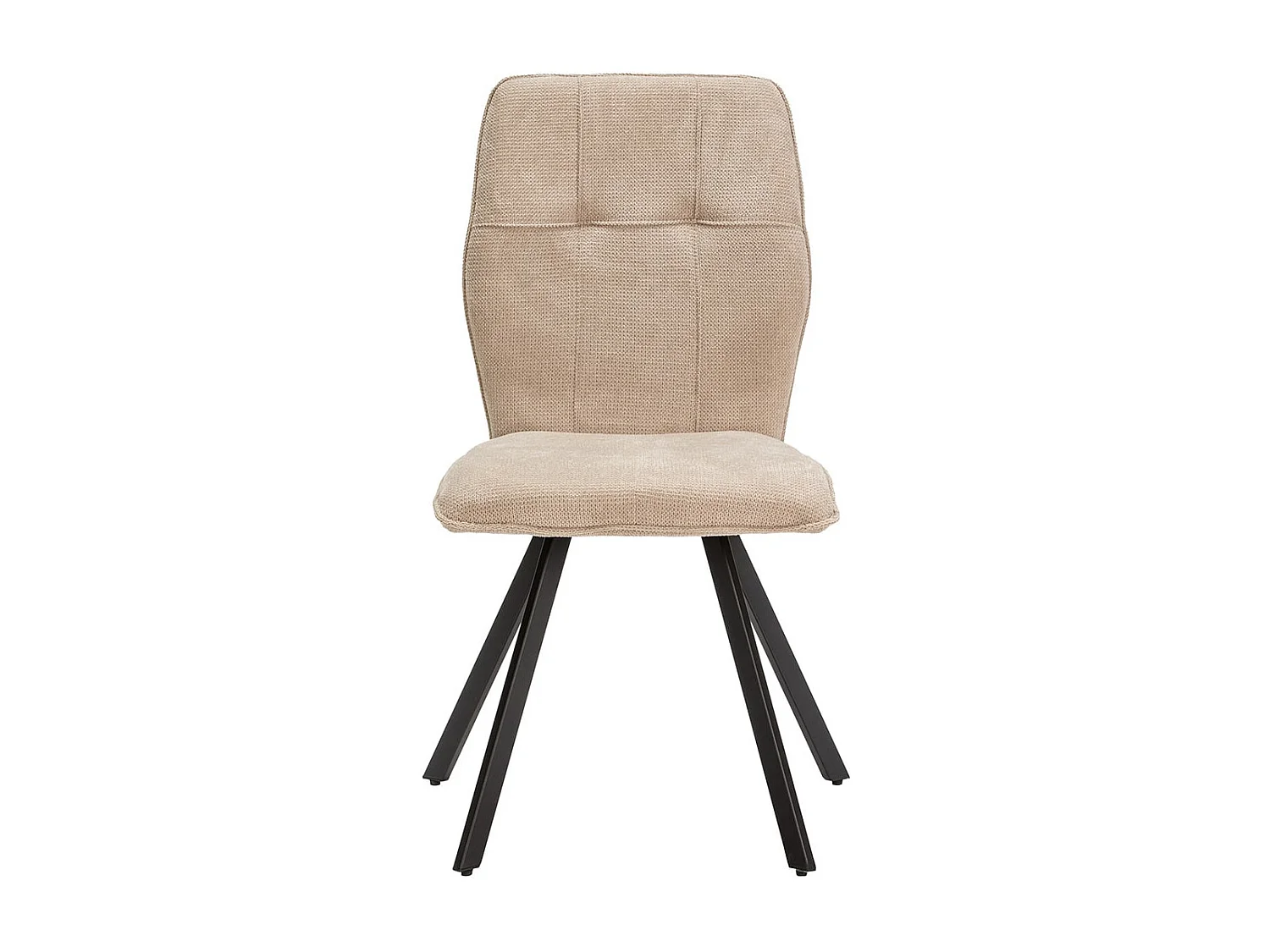 SELMA - Lot de 4 Chaises Tissu Beige Effet Tricoté Pieds Métal Noir