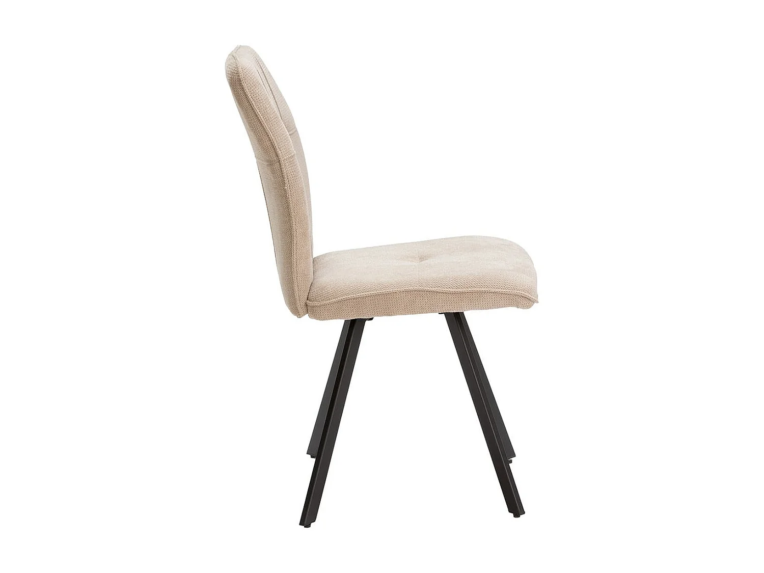 SELMA - Lot de 4 Chaises Tissu Beige Effet Tricoté Pieds Métal Noir