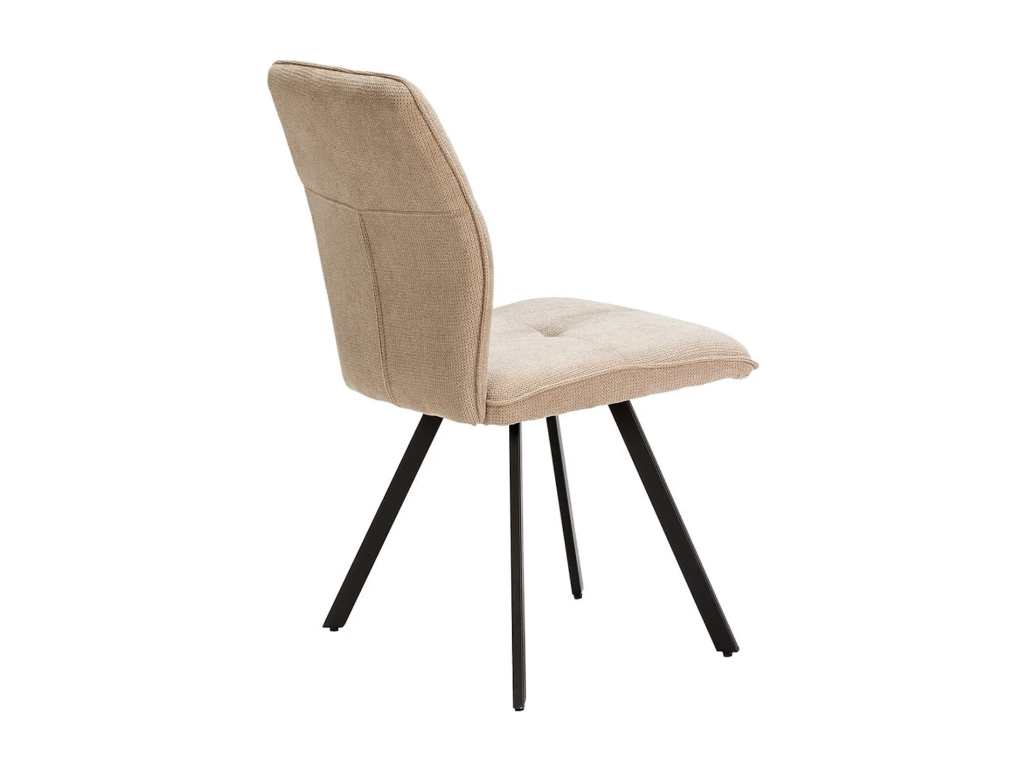 SELMA - Lot de 4 Chaises Tissu Beige Effet Tricoté Pieds Métal Noir