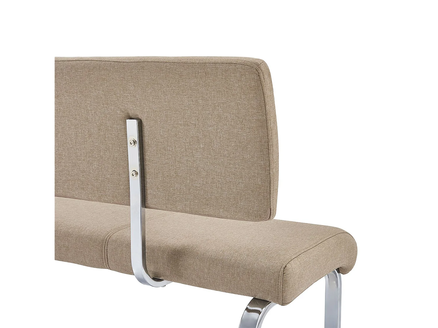 Banc design VILAS siège avec 3 places, banquette au piètement chromé et dossier au revêtement en tissu beige