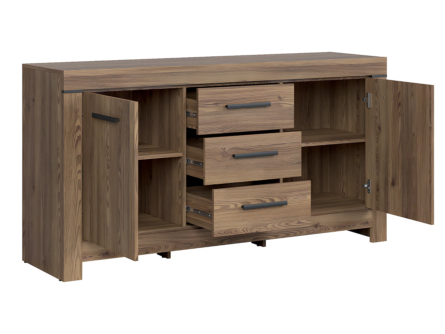 Aparador 2 portas 3 gavetas Adam madeira 85cm