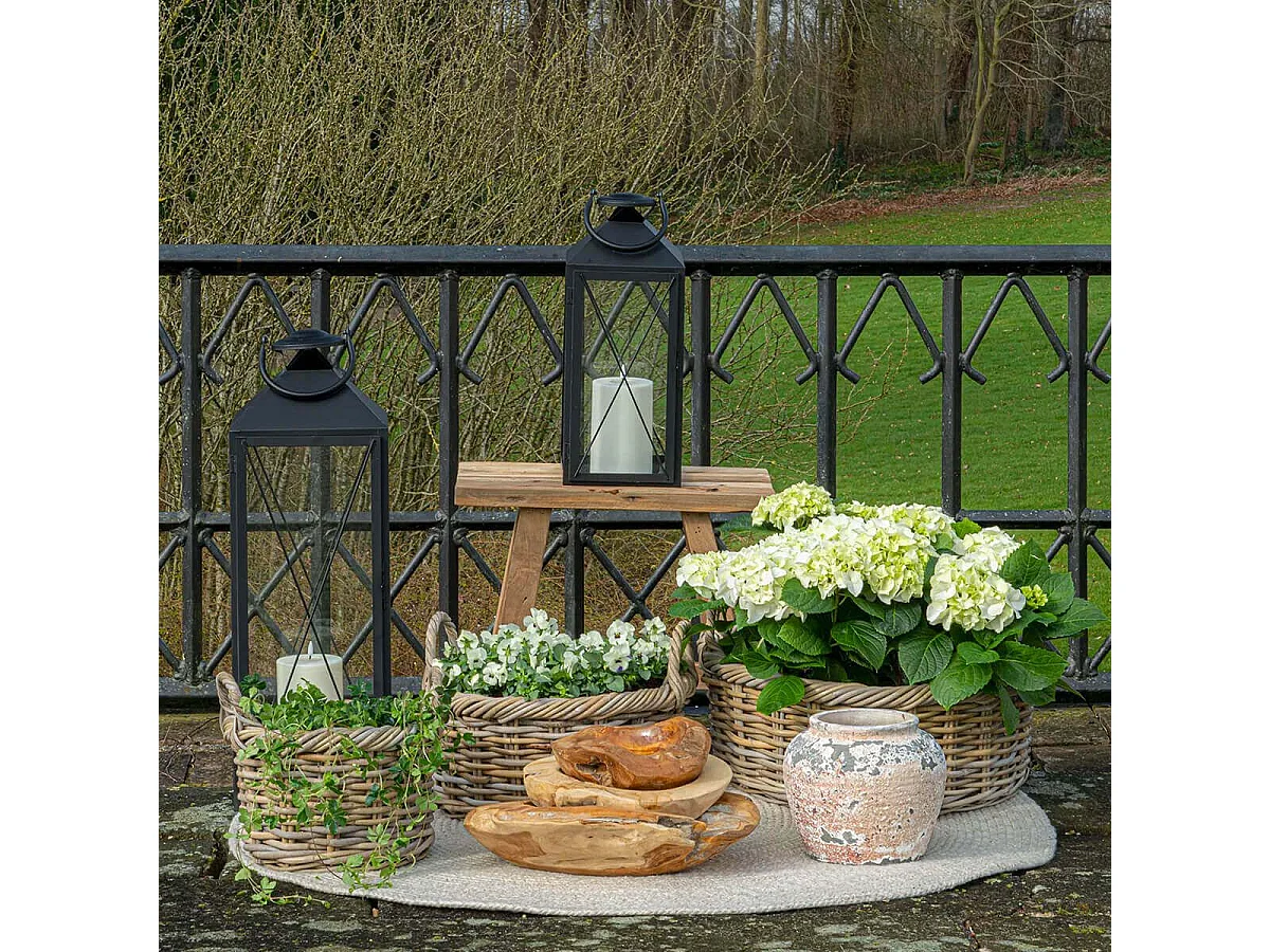 KUPY - Lot de 3 Panières en Kubu et Rotin Doublure Plastique Intérieure