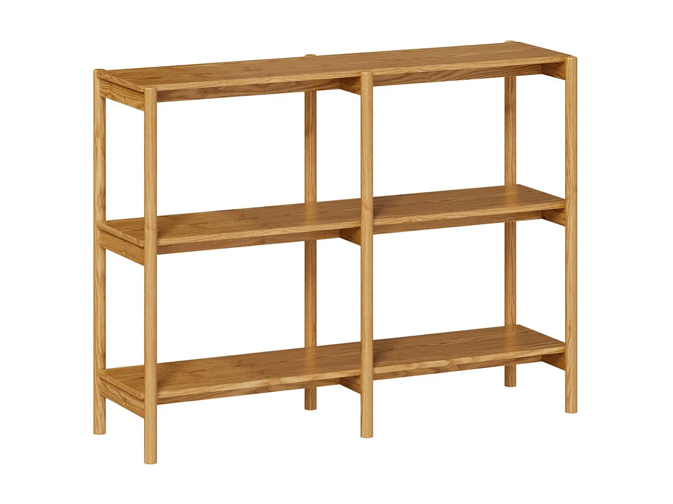 Estante de madera de hevea, 2 estantes - Emel