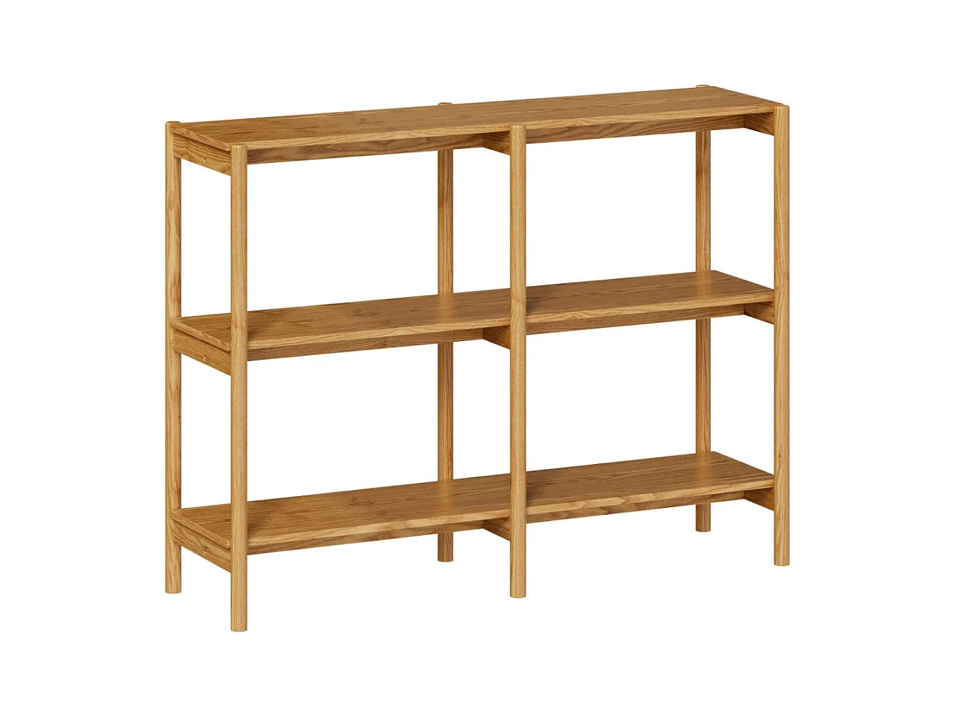 Etagère en bois d'hévéa massif, 2 étagères - Emel