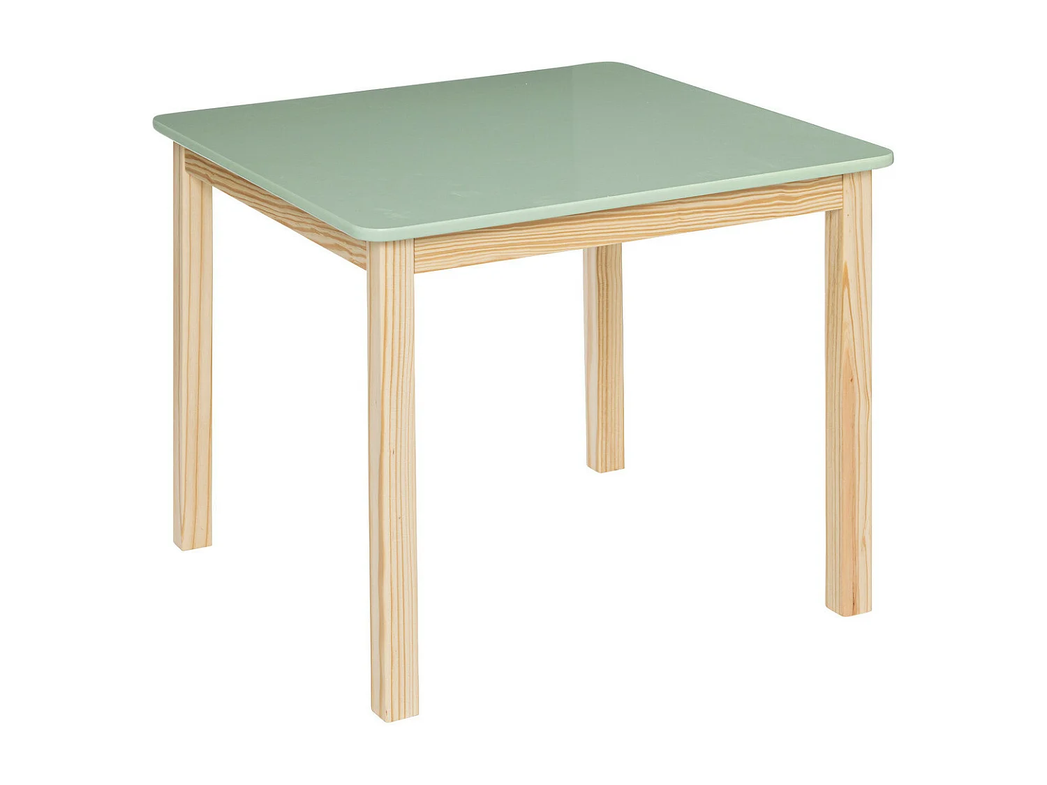 Table carrée pour Enfant en bois Vert et Naturel H 54.5 cm