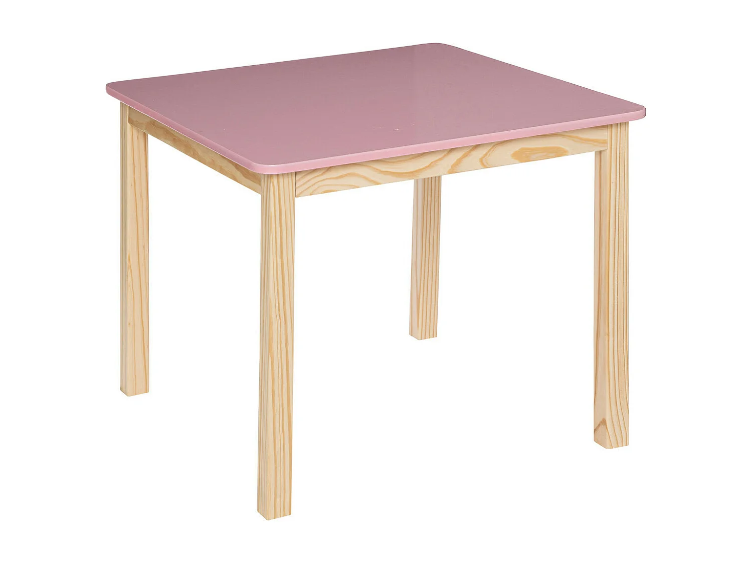 Table carrée pour Enfant en bois Rose et Naturel H 54.5 cm
