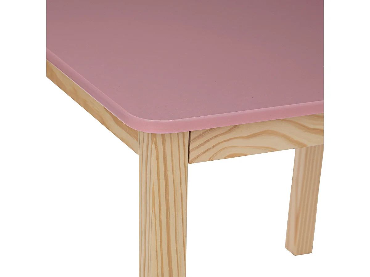Table carrée pour Enfant en bois Rose et Naturel H 54.5 cm