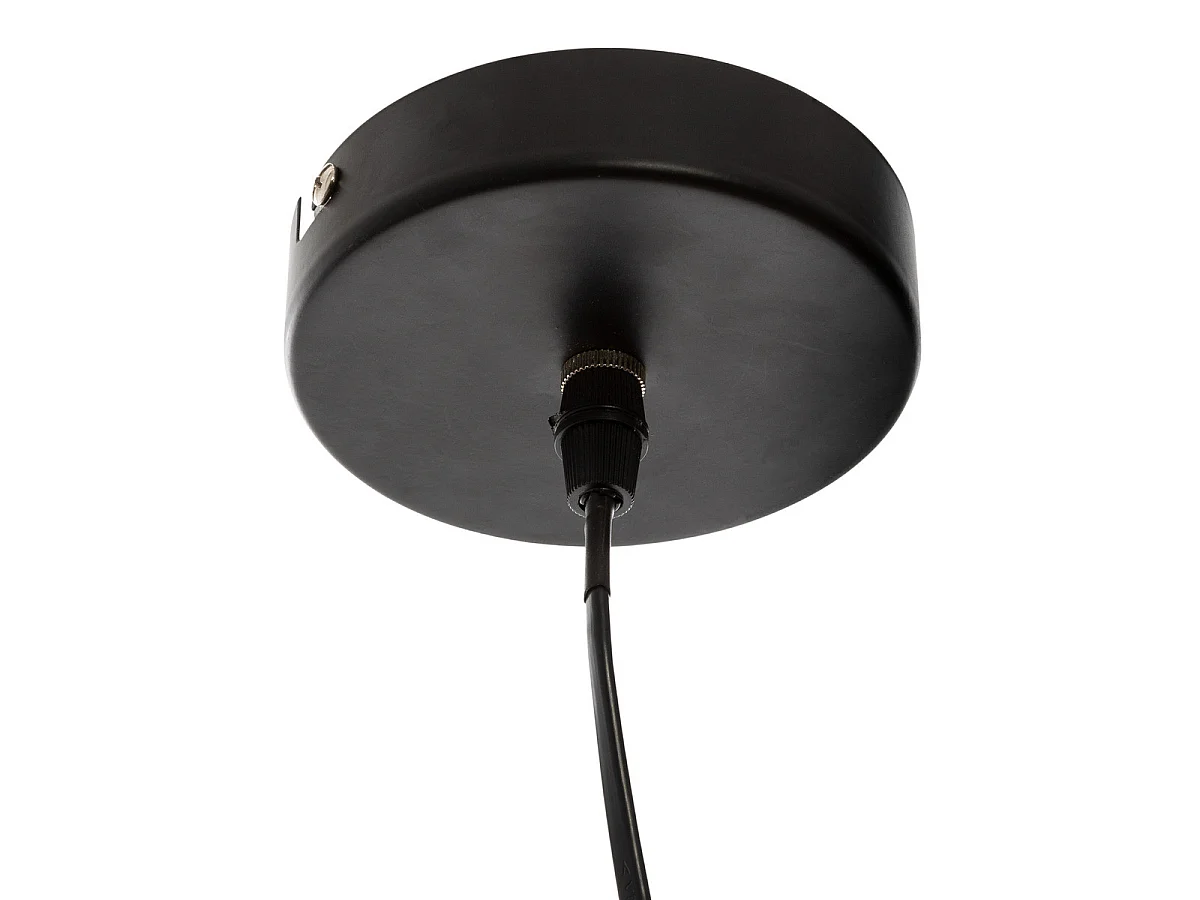 Luminaire Suspension 2 Lampes en métal Noir et Jonc de mer L 50 cm