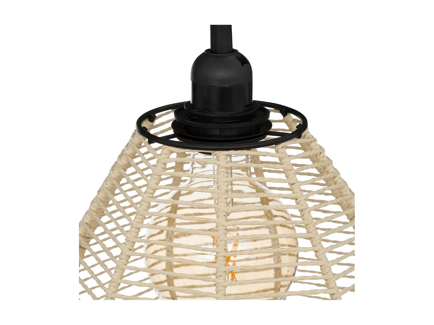 Lampadaire en métal Noir et abat-jour corde H 149.5 cm