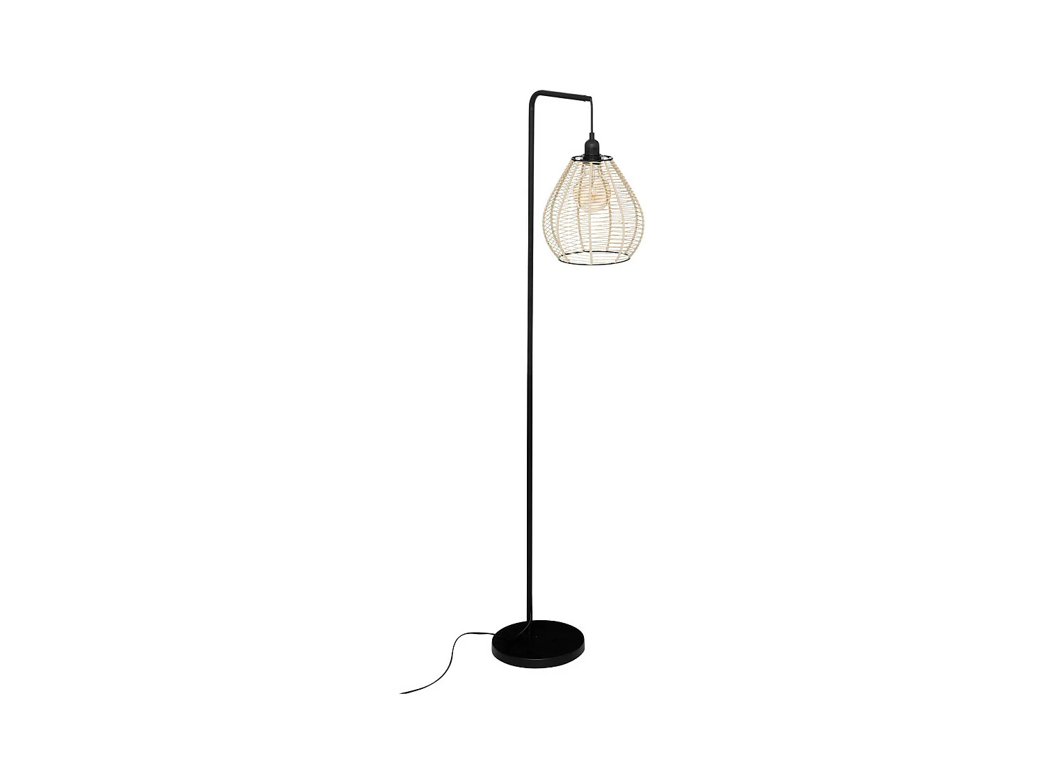 Lampadaire en métal Noir et abat-jour corde H 149.5 cm