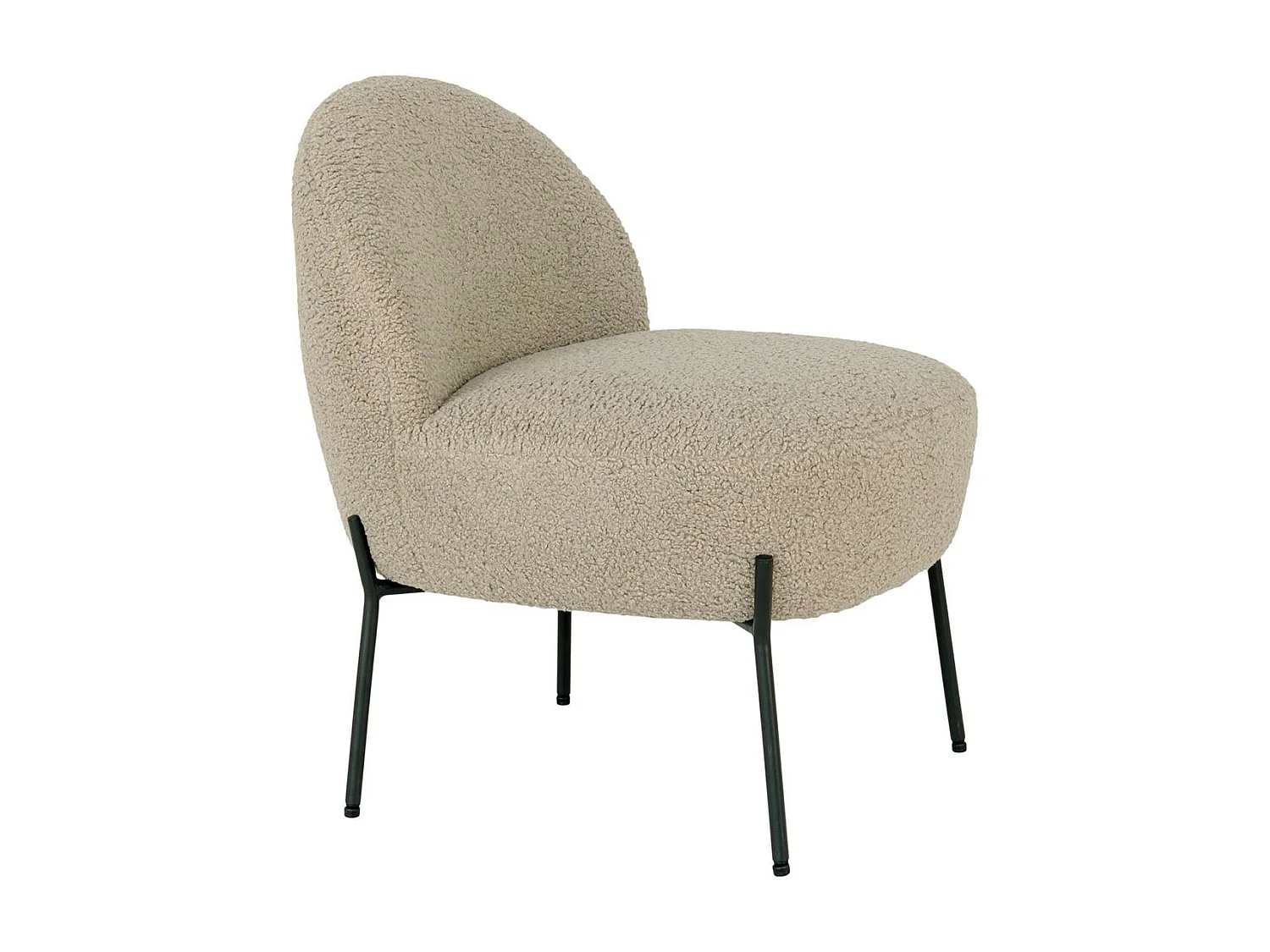 SPLINE - Fauteuil Imitation Laine Beige Piétement Acier Noir
