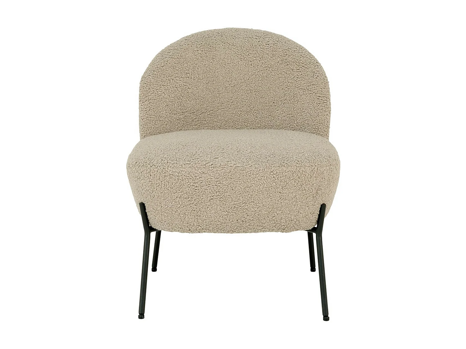 SPLINE - Fauteuil Imitation Laine Beige Piétement Acier Noir