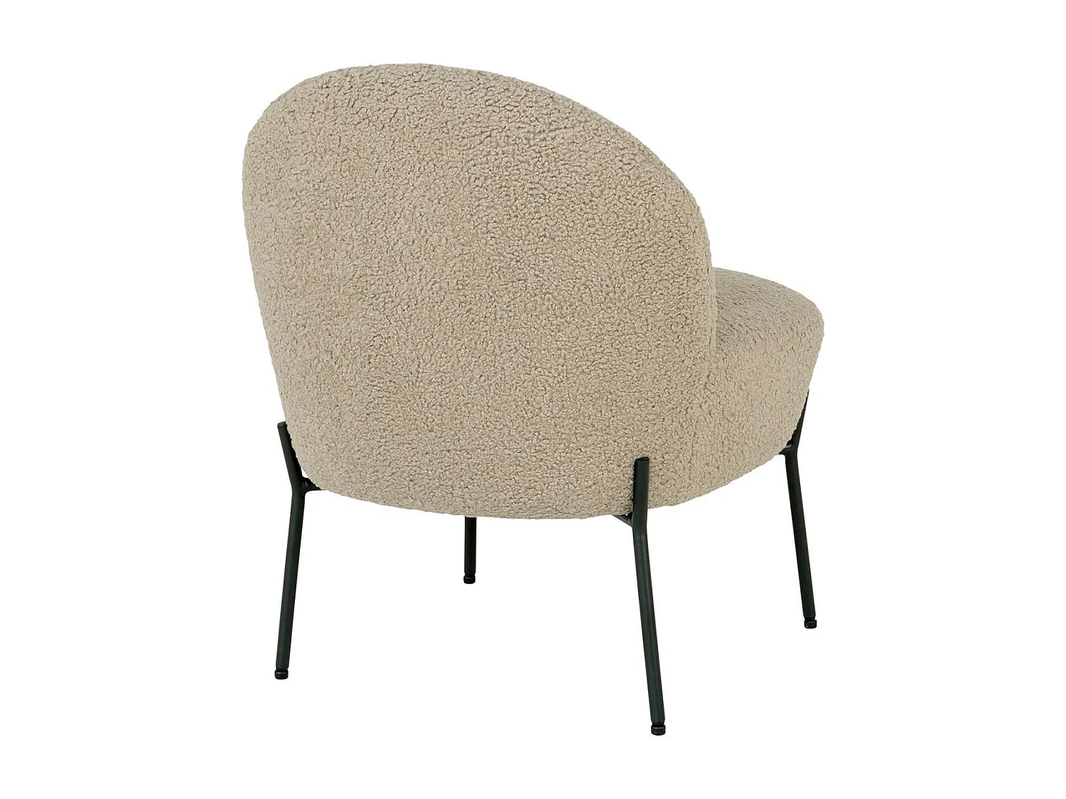 SPLINE - Fauteuil Imitation Laine Beige Piétement Acier Noir