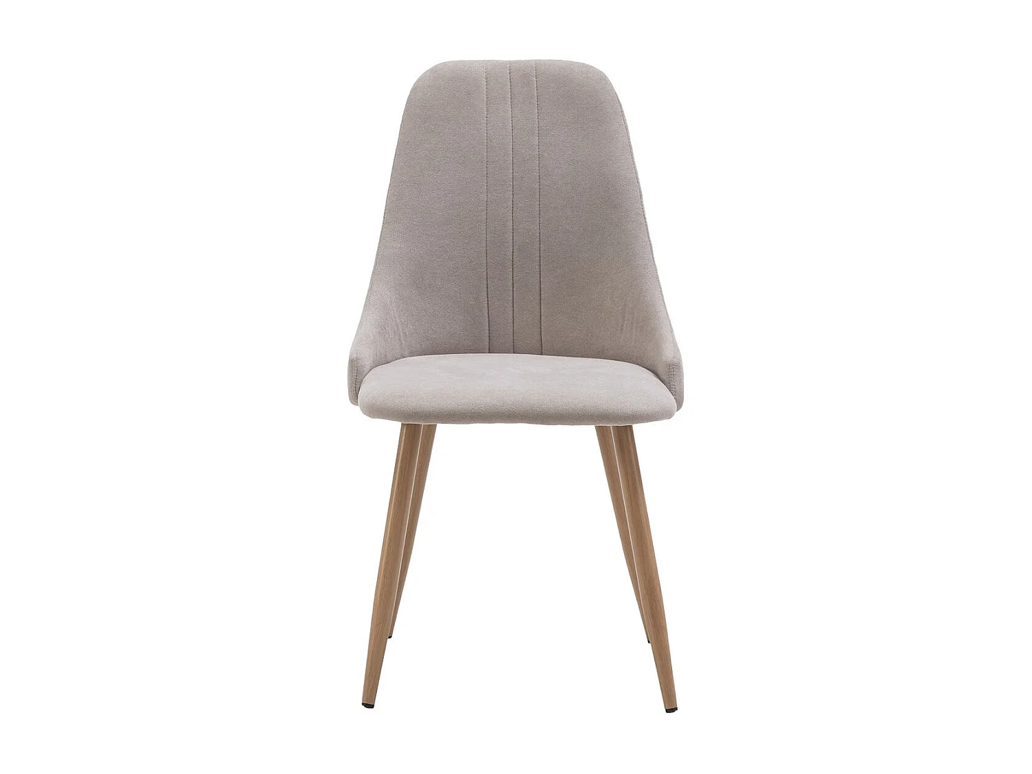 MICAT - Lot de 4 Chaises Tissu Beige 3 Lignes Surpiquées Pieds Métal Effet Bois