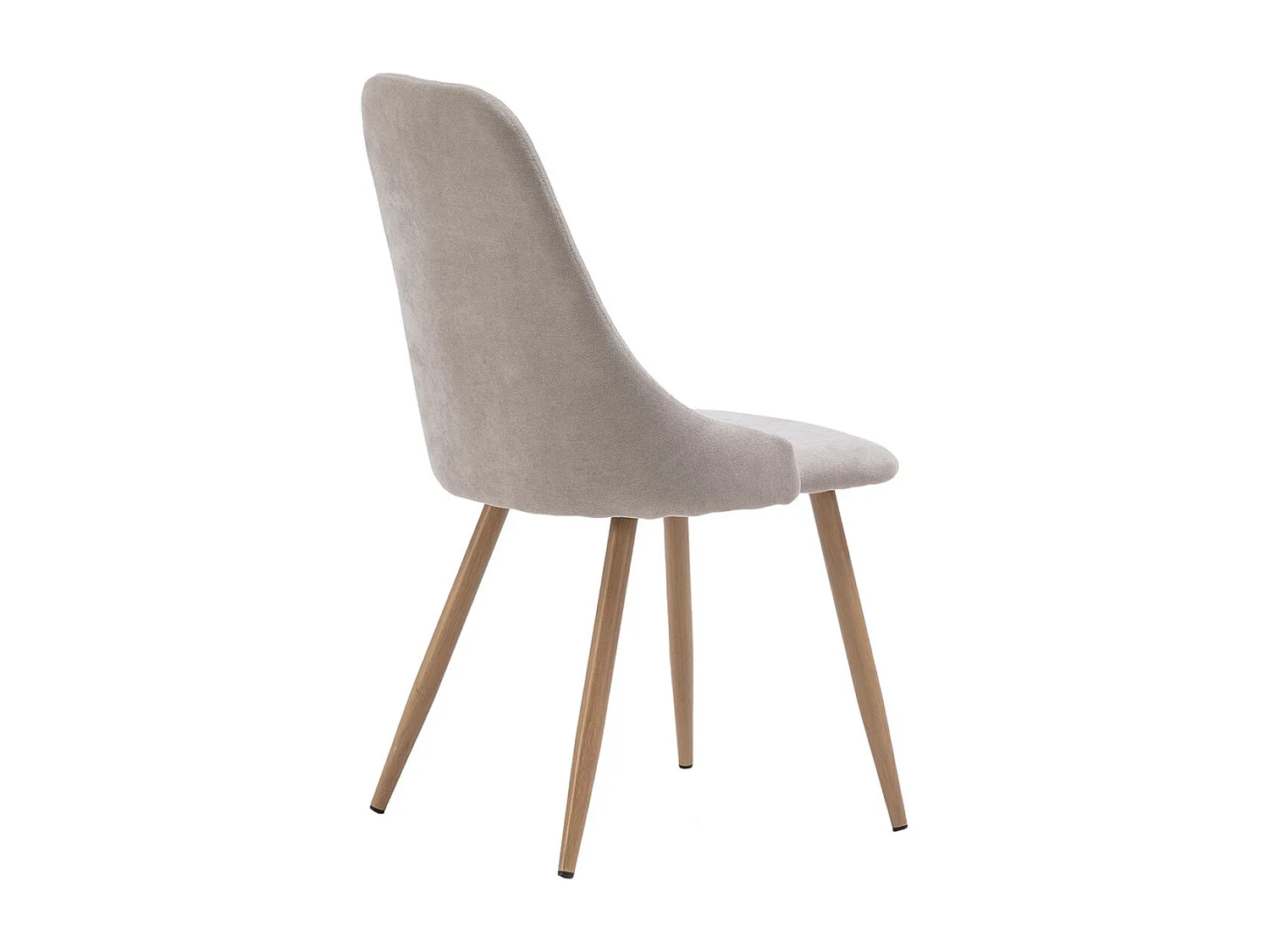 MICAT - Lot de 4 Chaises Tissu Beige 3 Lignes Surpiquées Pieds Métal Effet Bois