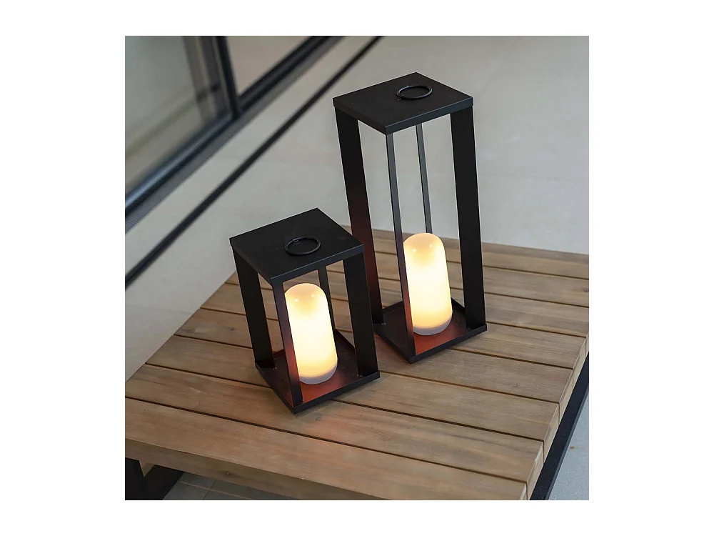 Lanterne de jardin en métal sur batterie Siroco 30 cm