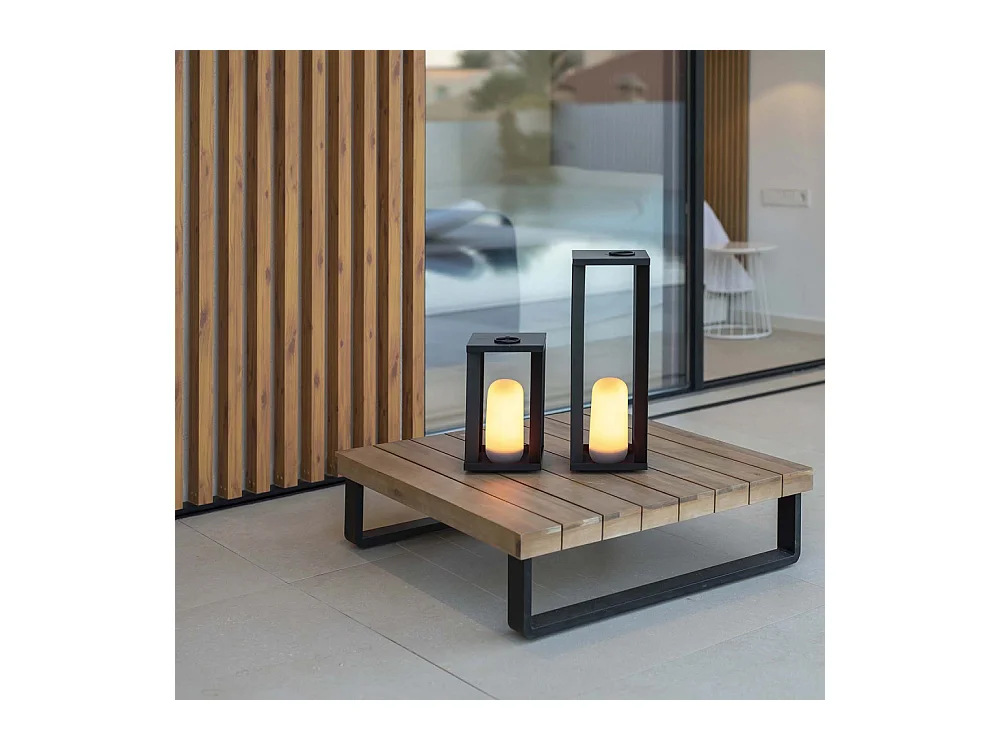 Lanterne de jardin en métal sur batterie Siroco 30 cm