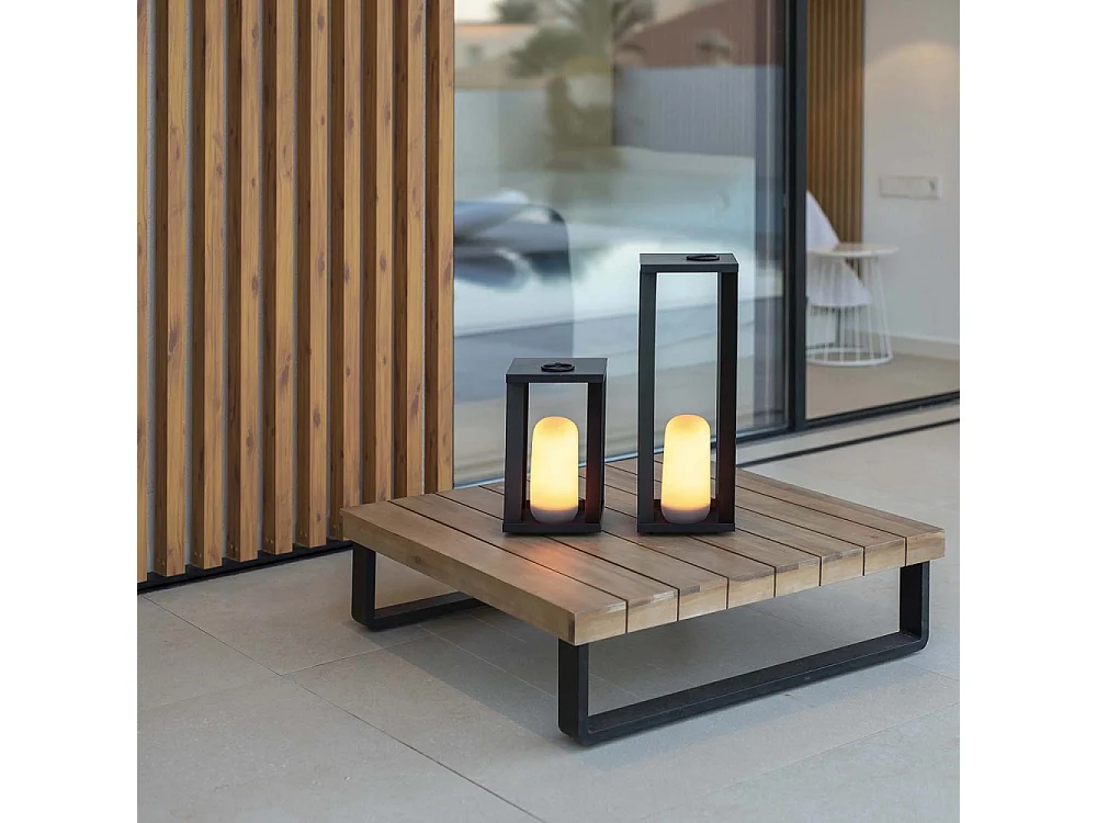 Metalen Tuinlantaarn op Batterij Siroco 30 cm Zwart Scandinavisch met LED