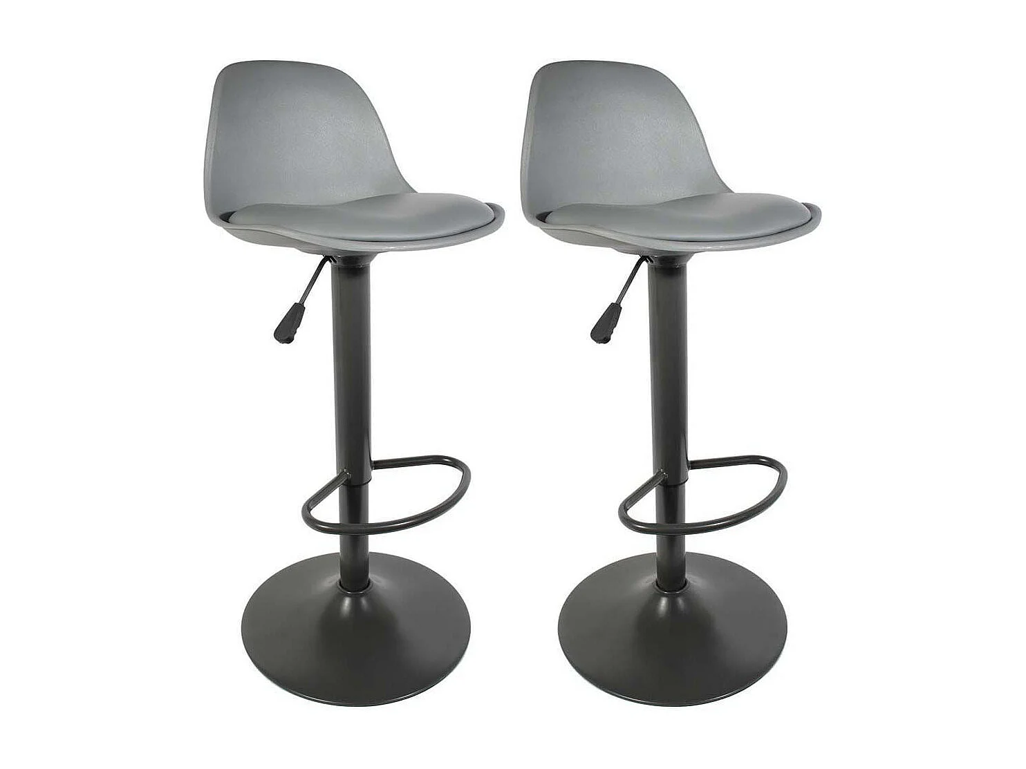 Tabouret de bar assise rembourrée Isak (Lot de 2) Gris