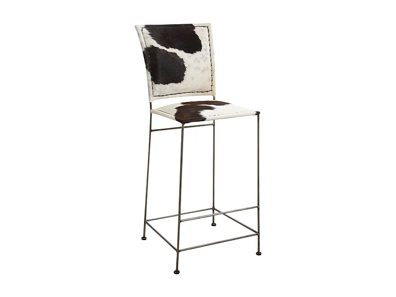 Tabouret de bar en peau de vache et métal