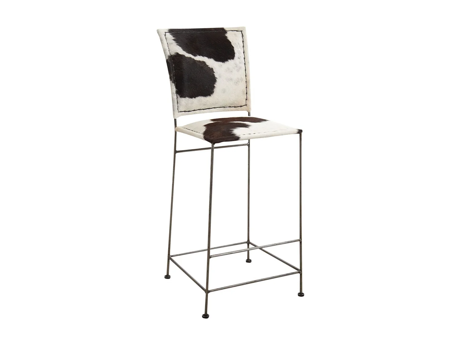Tabouret de bar en peau de vache et métal