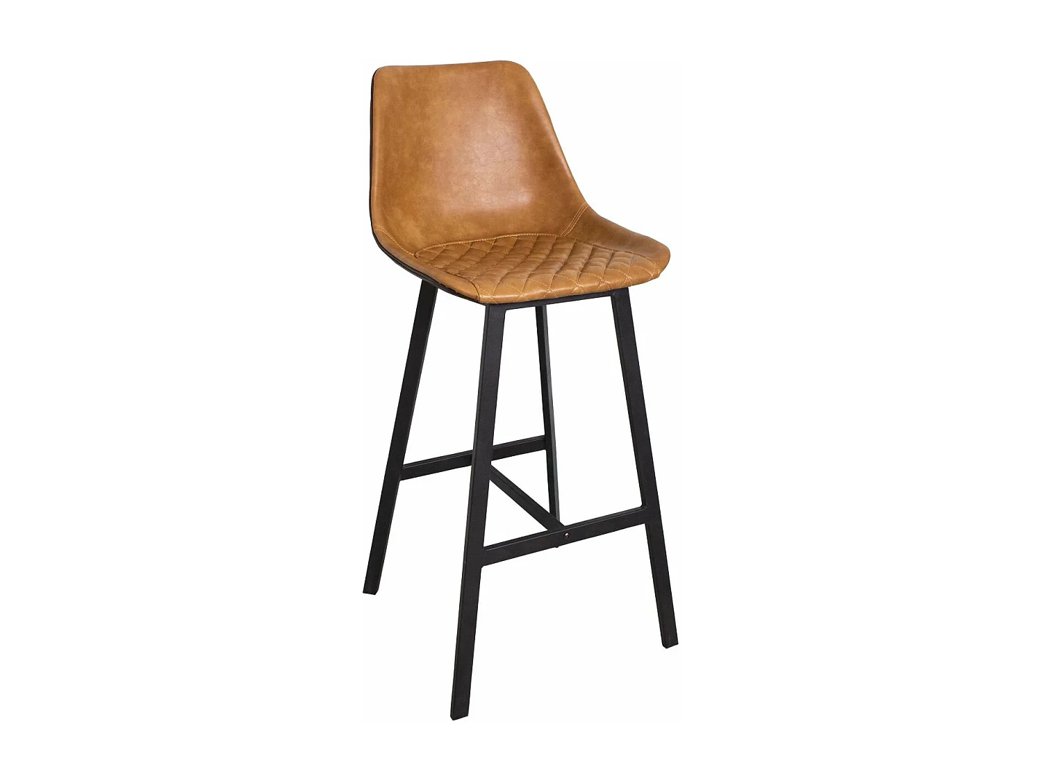 Fauteuil de bar assise capitonné en polyuréthane Caramel