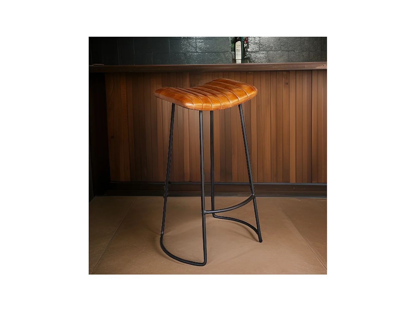 Tabouret de bar assise cuir Texas