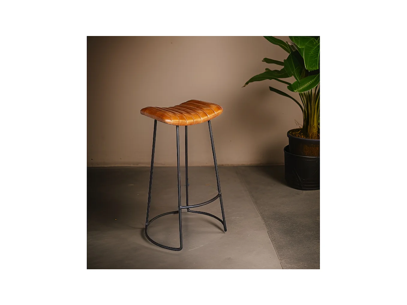 Tabouret de bar assise cuir Texas