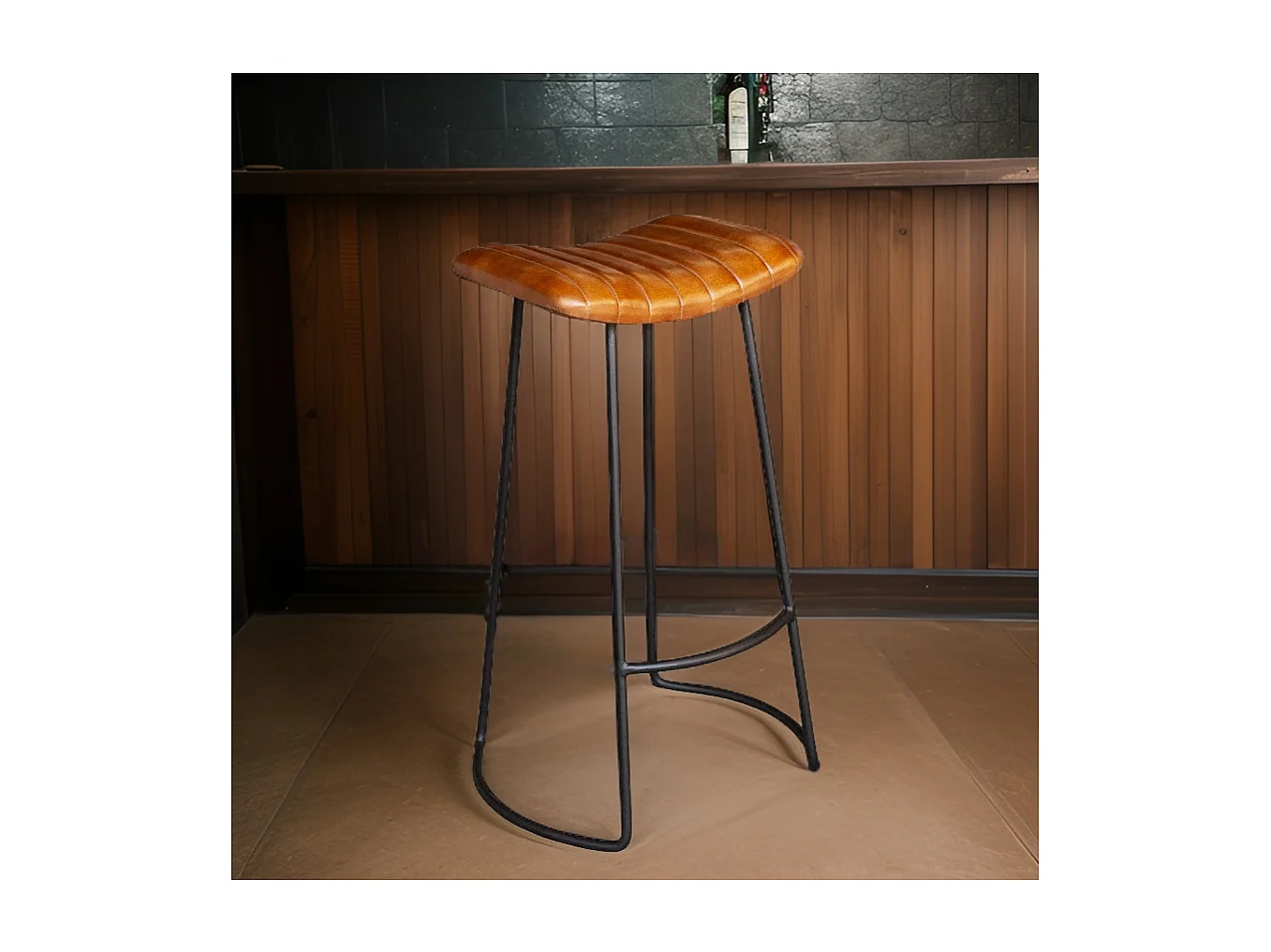 Tabouret de bar assise cuir Texas