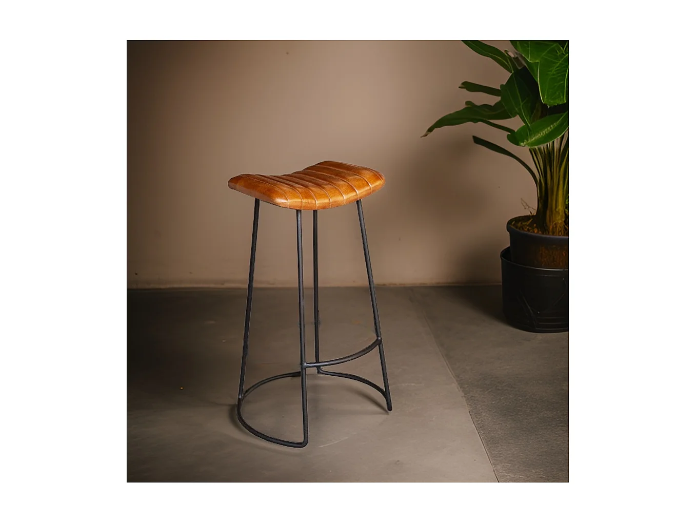 Tabouret de bar assise cuir Texas